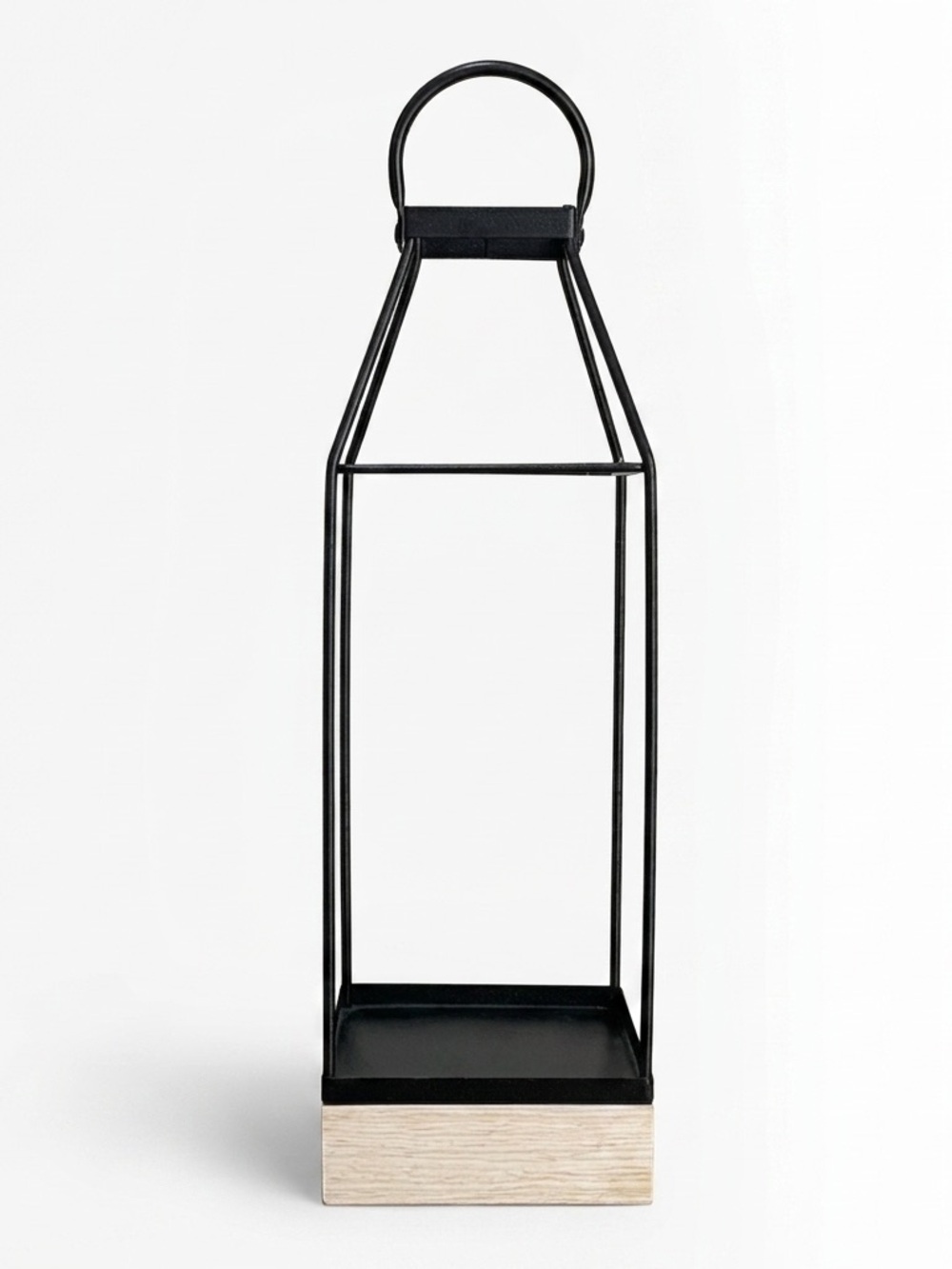 Black Lantern With Wooden Base